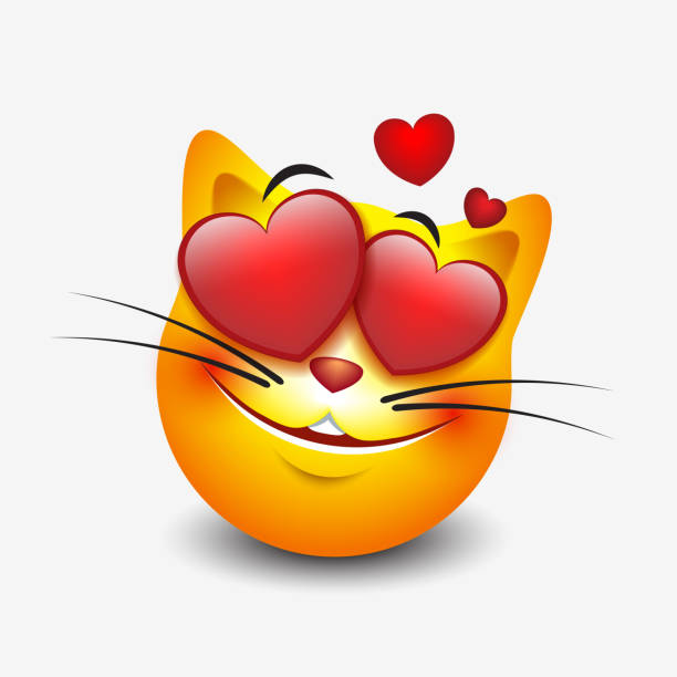 Cute Feeling In Love Cat Emoticon Isolated On White Background Smiley  Vector Illustration Stock Illustration - Download Image Now - Istock